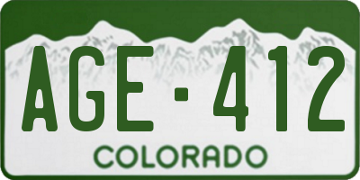 CO license plate AGE412
