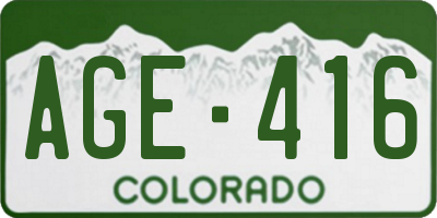 CO license plate AGE416