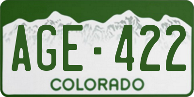 CO license plate AGE422