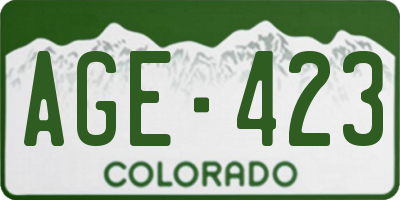 CO license plate AGE423