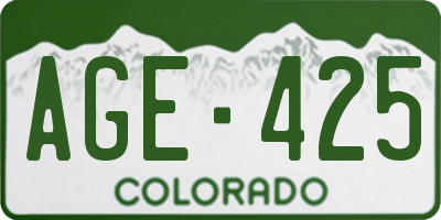 CO license plate AGE425