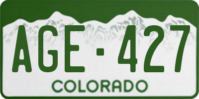 CO license plate AGE427