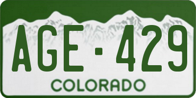 CO license plate AGE429