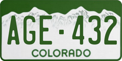 CO license plate AGE432