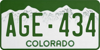 CO license plate AGE434