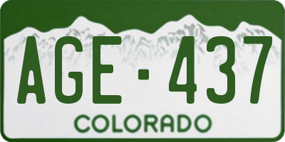 CO license plate AGE437