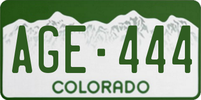 CO license plate AGE444