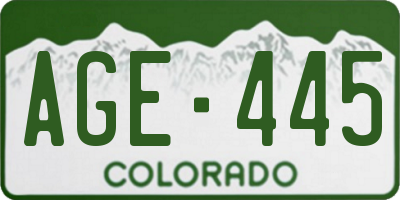 CO license plate AGE445