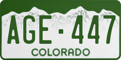 CO license plate AGE447