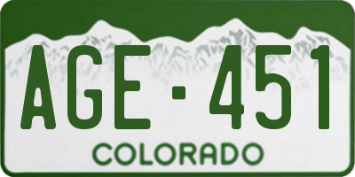 CO license plate AGE451