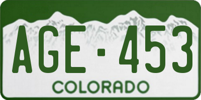 CO license plate AGE453