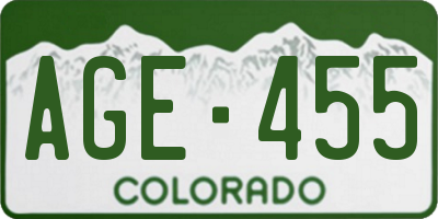 CO license plate AGE455
