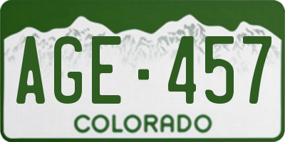 CO license plate AGE457