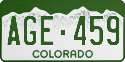 CO license plate AGE459