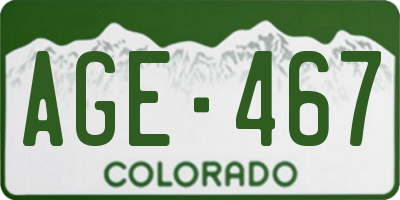 CO license plate AGE467