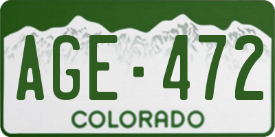 CO license plate AGE472