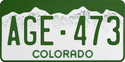 CO license plate AGE473