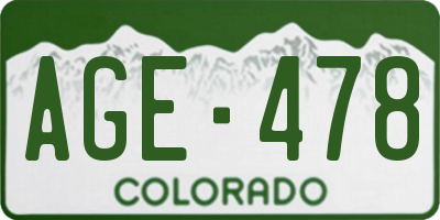 CO license plate AGE478