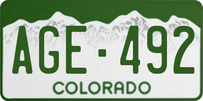 CO license plate AGE492