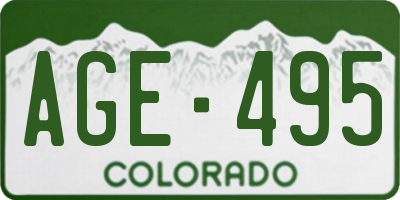 CO license plate AGE495