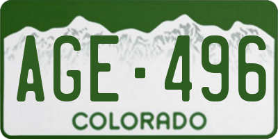 CO license plate AGE496