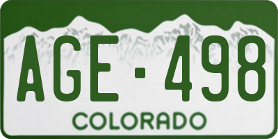 CO license plate AGE498