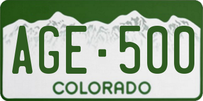 CO license plate AGE500