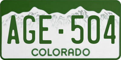 CO license plate AGE504
