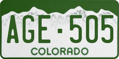 CO license plate AGE505