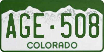 CO license plate AGE508
