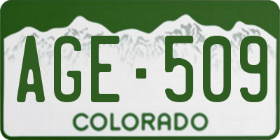 CO license plate AGE509