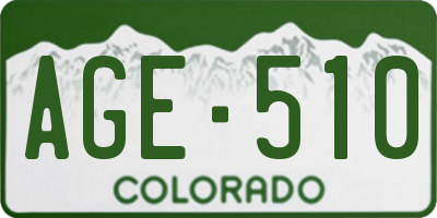 CO license plate AGE510