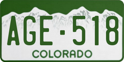 CO license plate AGE518