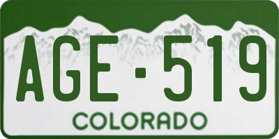 CO license plate AGE519