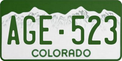 CO license plate AGE523