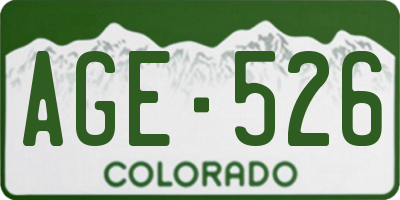 CO license plate AGE526