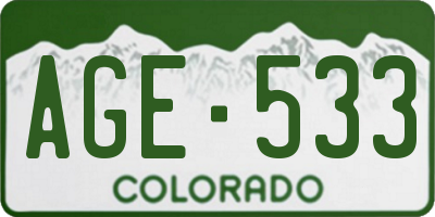 CO license plate AGE533