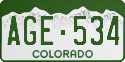 CO license plate AGE534