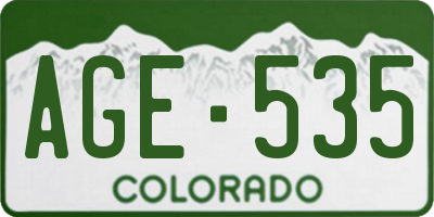 CO license plate AGE535
