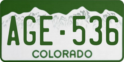 CO license plate AGE536