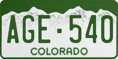 CO license plate AGE540