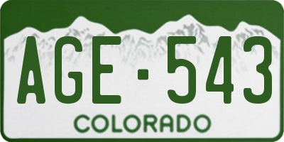CO license plate AGE543