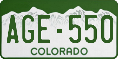 CO license plate AGE550