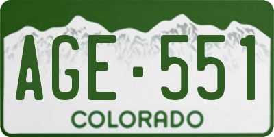 CO license plate AGE551