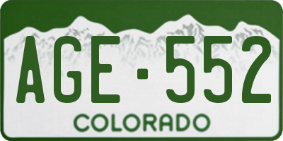 CO license plate AGE552