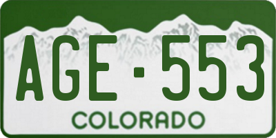 CO license plate AGE553