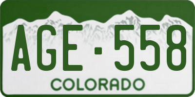 CO license plate AGE558