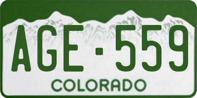 CO license plate AGE559