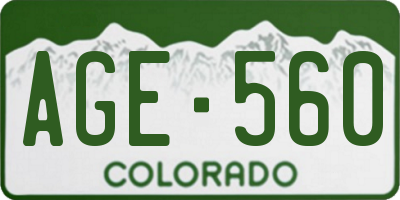 CO license plate AGE560