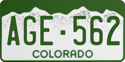 CO license plate AGE562